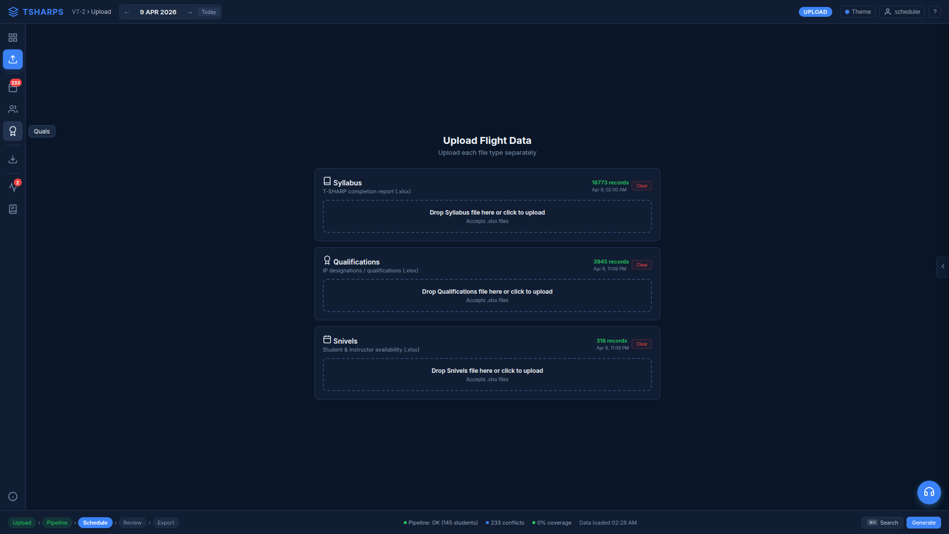 Upload interface
